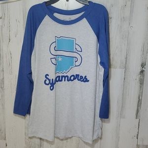 Large Indiana State University ¾sleeve Ringer Tee